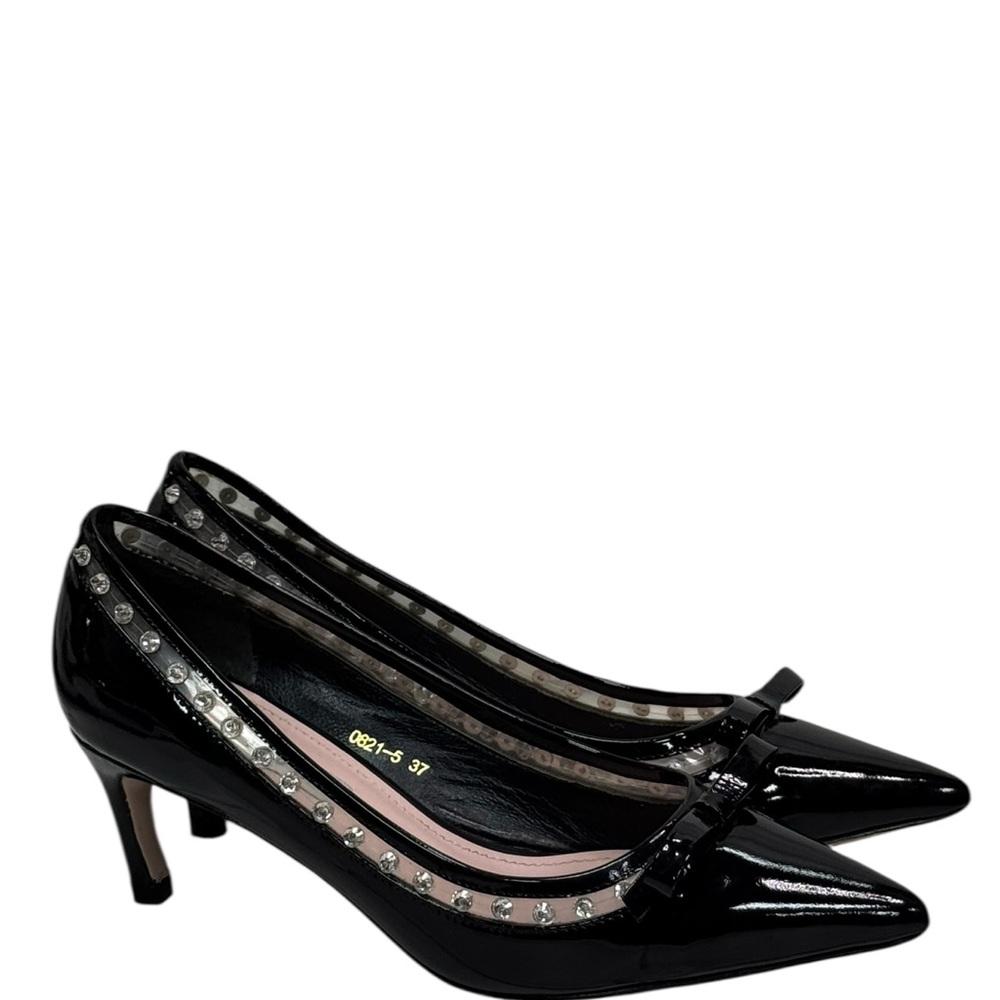 Miu Miu Black Kitten Heel Pumps with Scalloped Topline